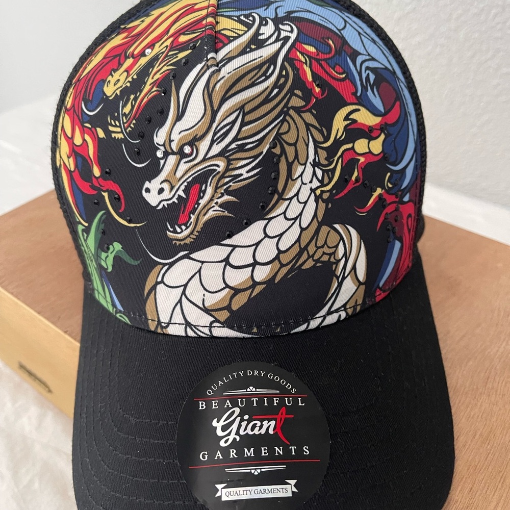 Dragon Graphic Black Cap made by giant garments
